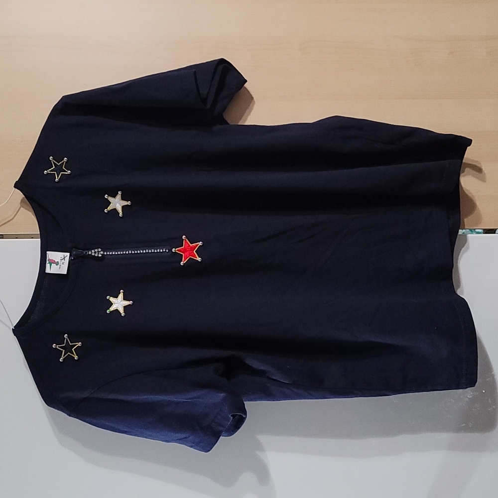 Women‎ Hummingbird blue tshirt 1X White and Red Stars